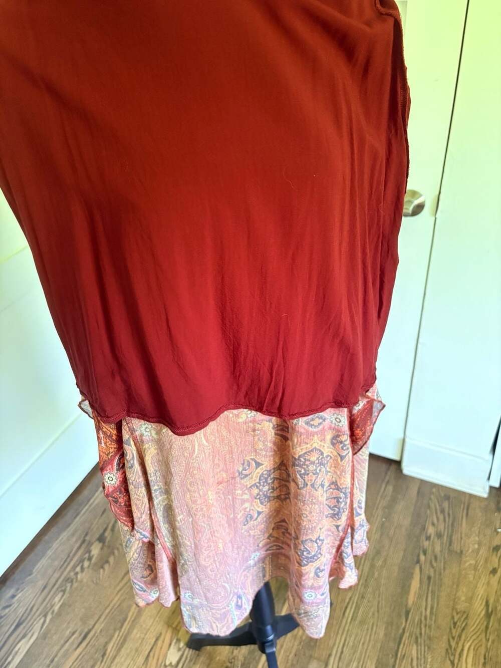 Free People Panel Boho Paisley Printed Asymmetrical Midi Skirt Size Medium - Picture 6 of 8